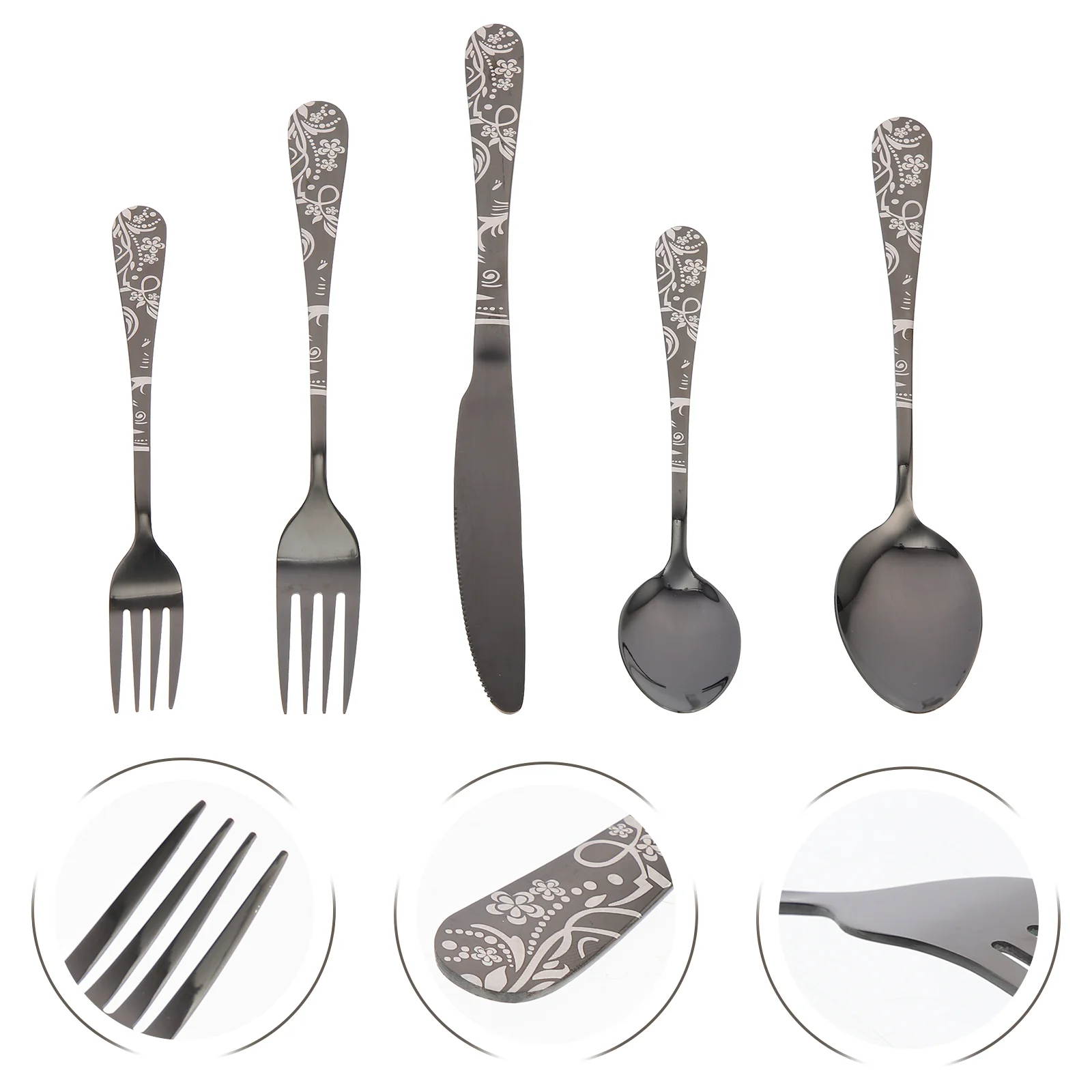 

Set Silverware Fork Stainless Steel Flatware Cutlery Spoon Metal Dinner Utensils Utensil Tableware Modern Sets Eating Ice Steak