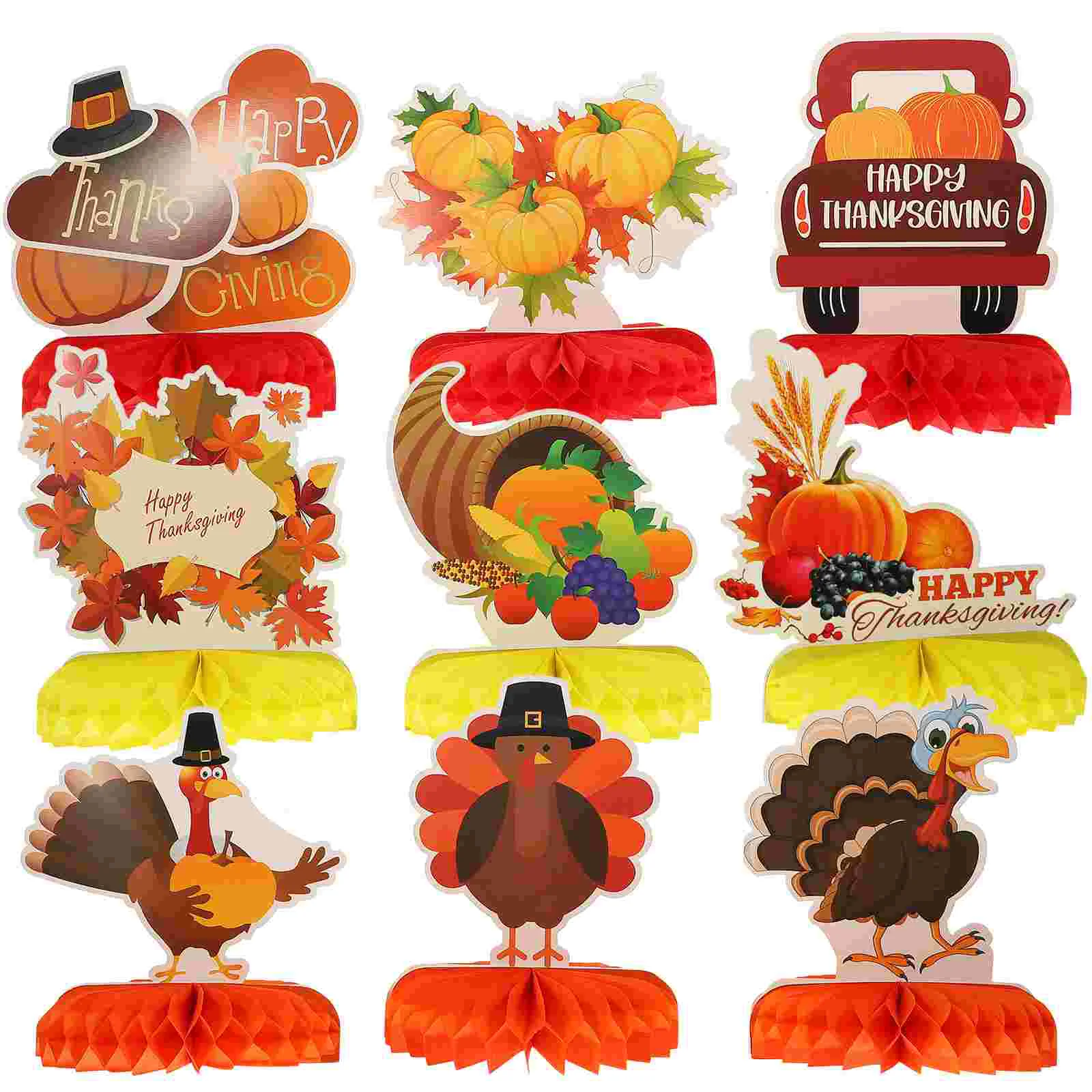 

9 Pcs Thanksgiving Honeycomb Balls Table Dining Decor Desktop Paper Autumn Party Household Supply Decoration