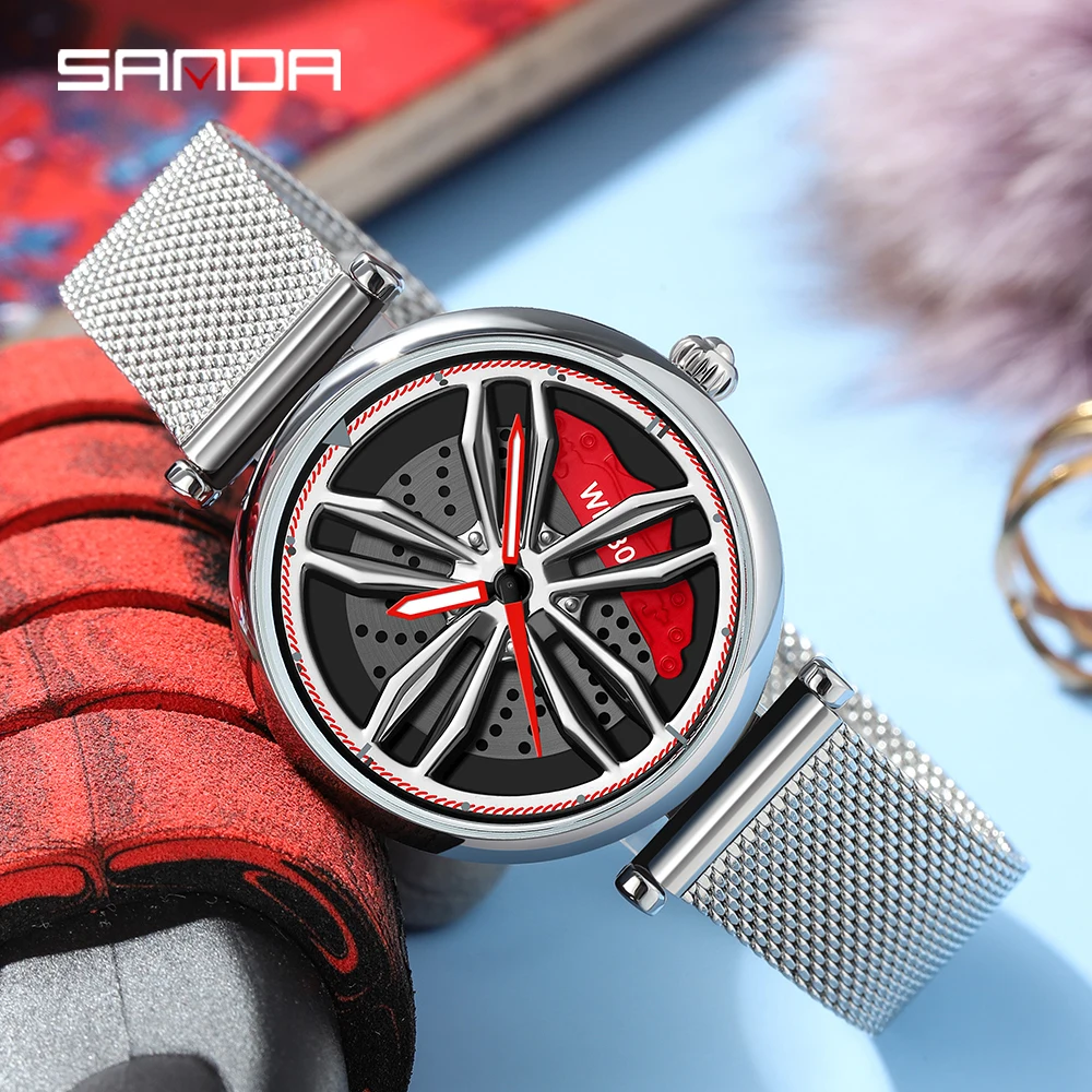 

Fashion Women Luxury 360 Rotating Wheel Dial Watch Women Leisure Sport Car Rim Hub Lady Rose Gold Stainless Quartz Wristwatch