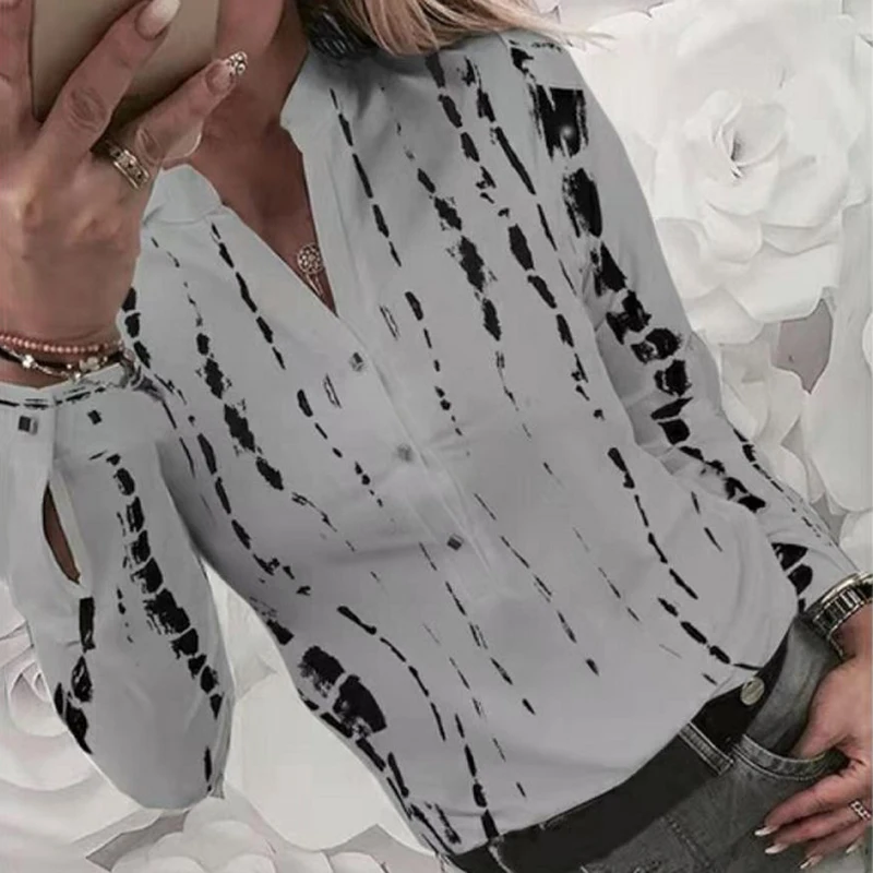 

Plus Size 2022 New Fashion Spring and Autumn Tops for Women Sweet Comfy Flowy V-neck Long Sleeve Blouse Plaid Shirts