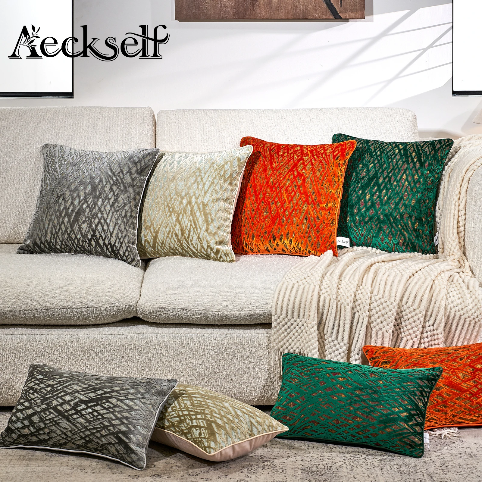 Роскошная бархатная наволочка Aeckself в полоску домашний декор декоративная