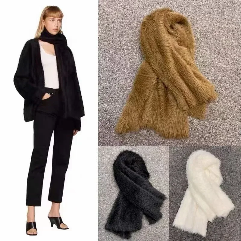 

Женский шерстяной шарф Альпака Роскошная плюшевая вязаная шаль Хиджабы для женщин Универсальный однотонный микро-стрейч