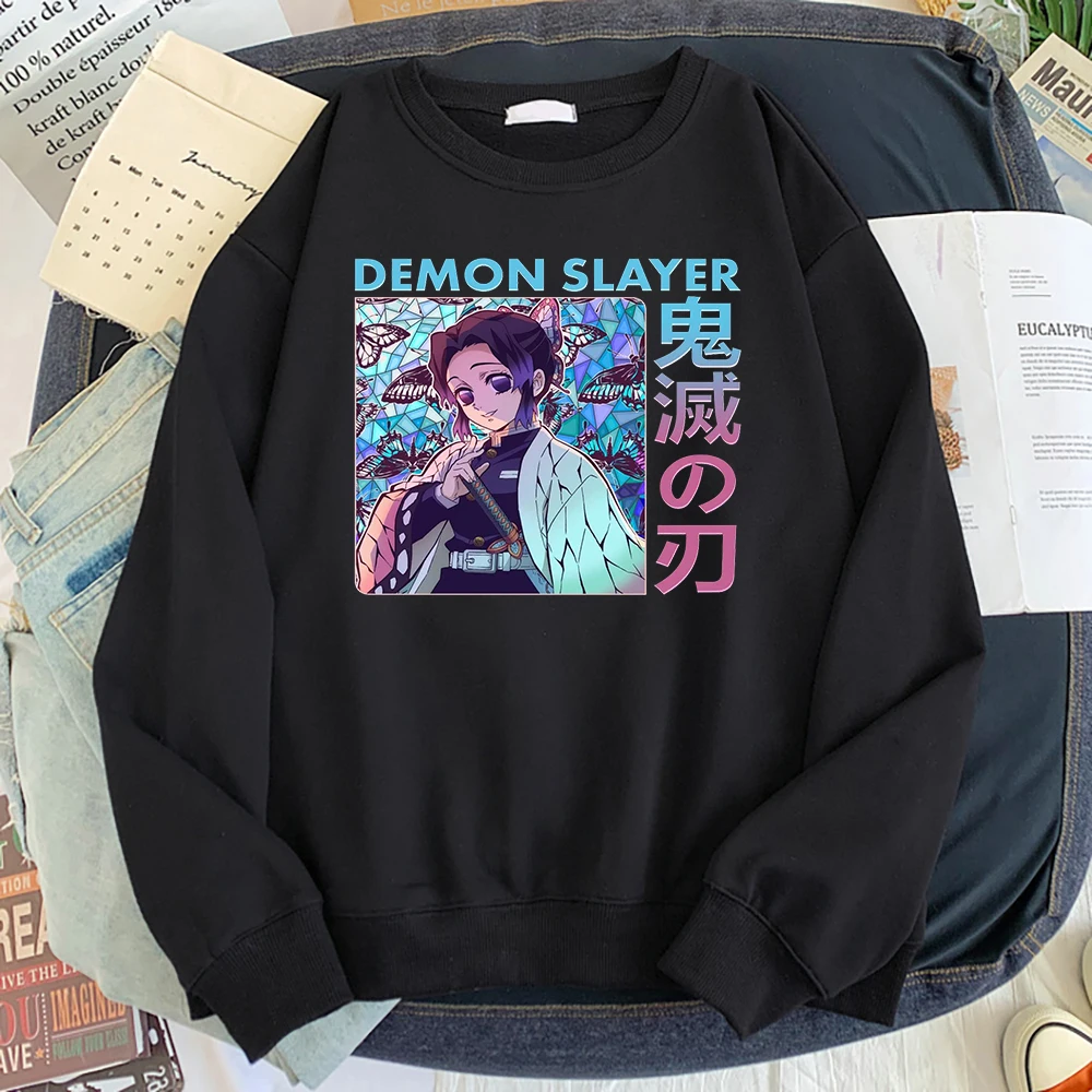 

Shinobu Cute Demon Slayer Sweatshirts Male Casual Fashion Pullovers Soft Street Anime Women Men Hoodies Hip Hop Loose Sportswear