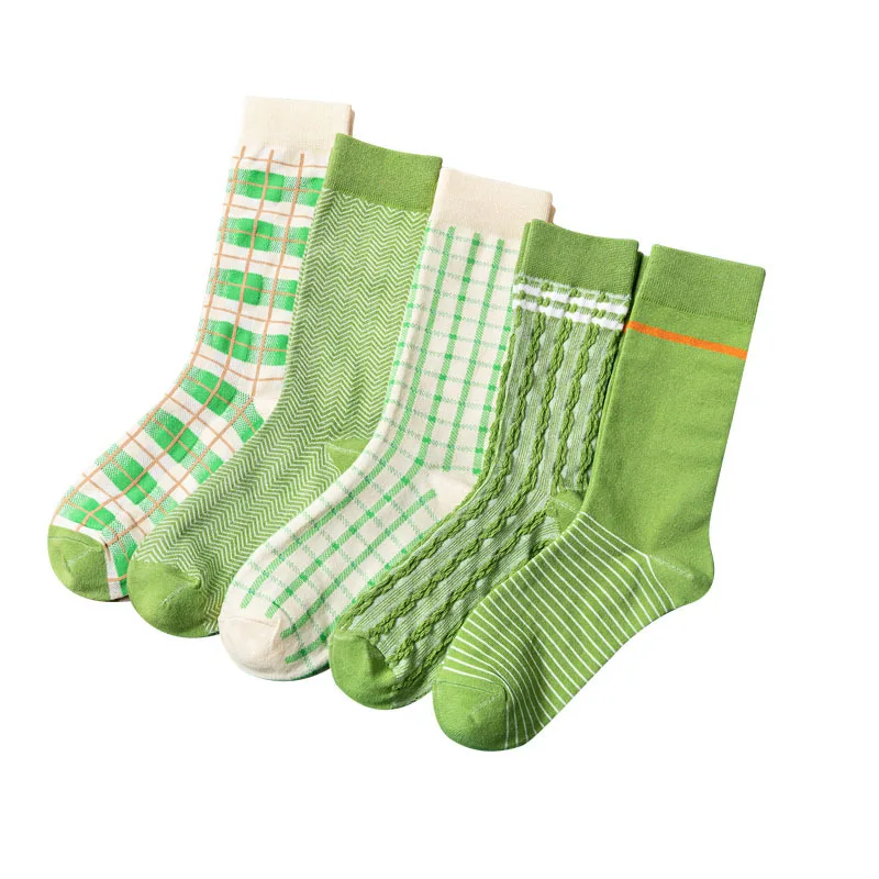 Tube Socks Spring and Summer New Lattice Retro Women's Socks Retro Women's Socks Manufacturers Wholesale and Direct Sales Simson