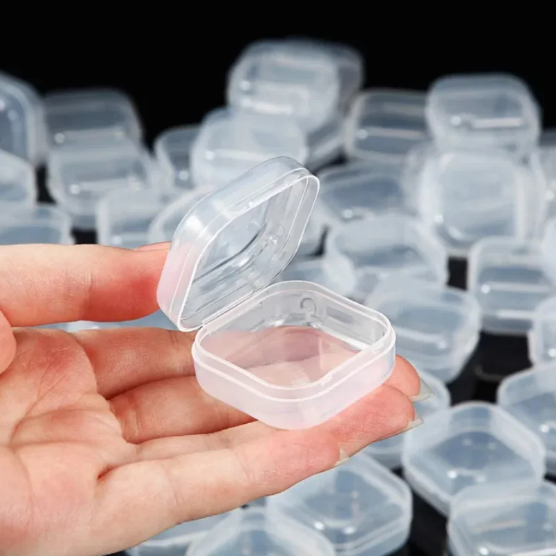 24pcs Mini Plastic Storages Transparent Containers Boxes Square Portable Earrings Jewelry Packaging Medicine Holder Organizer