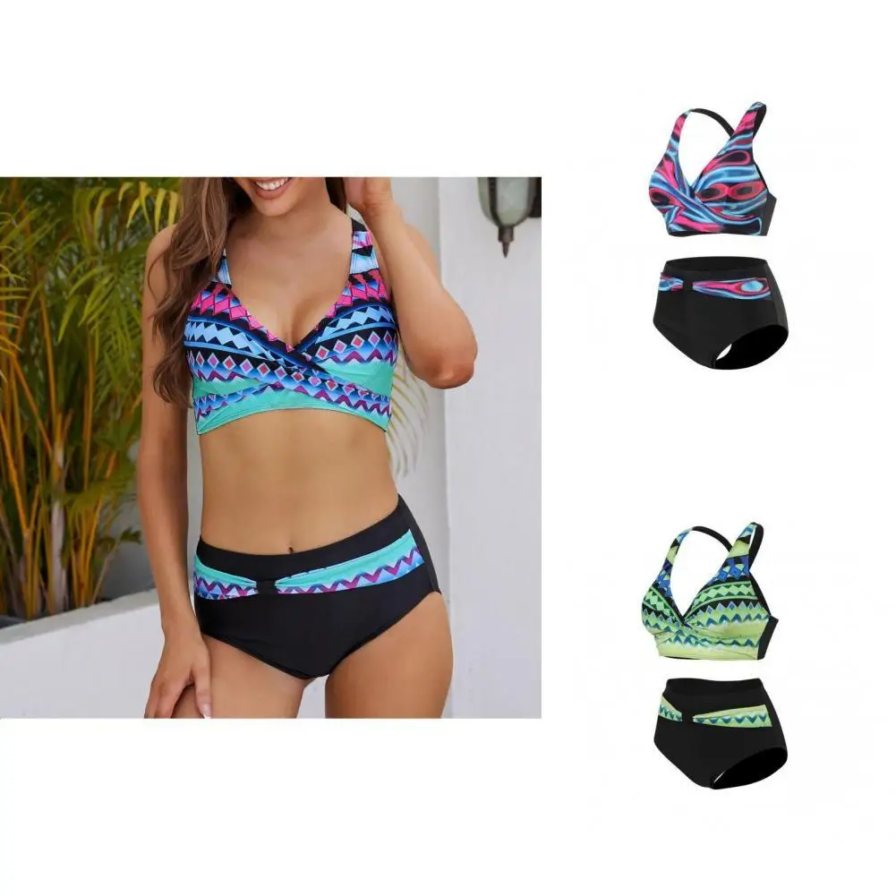 

Быстросохнущий комплект женского бикини без рукавов с перекрестными лямками, 2 шт./компл.