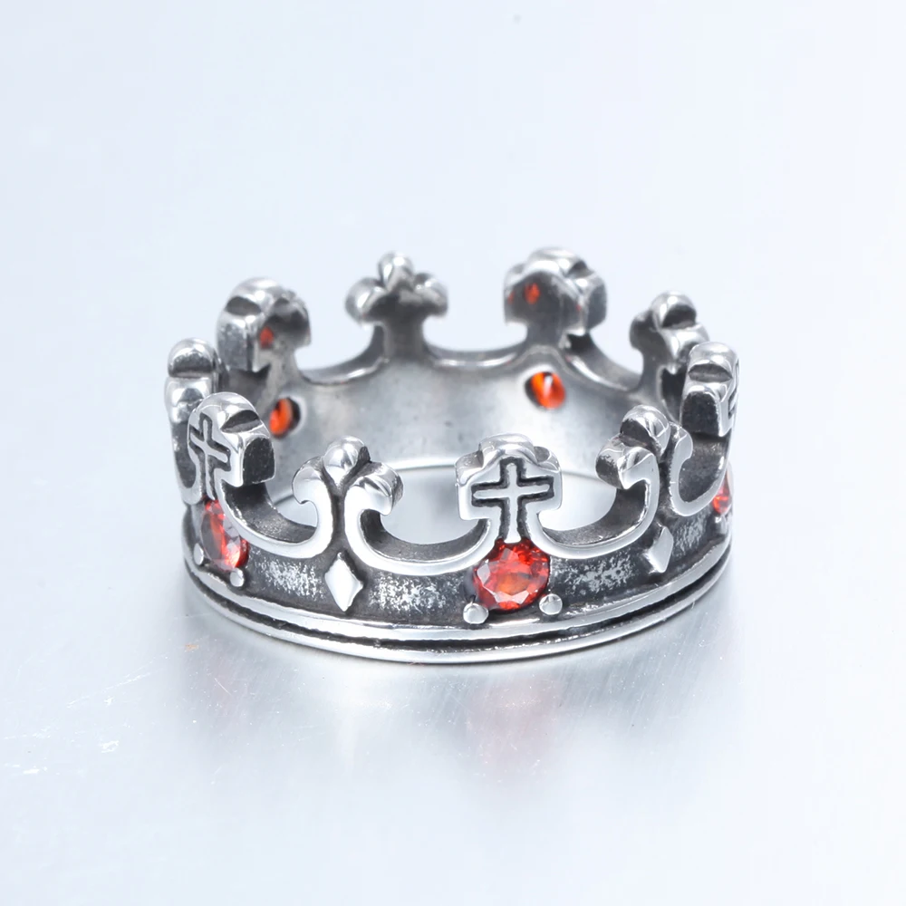 

Stainless steel men's ring crown king queen punk rock hip hop retro bicycle men's jewelry creative gift wholesale
