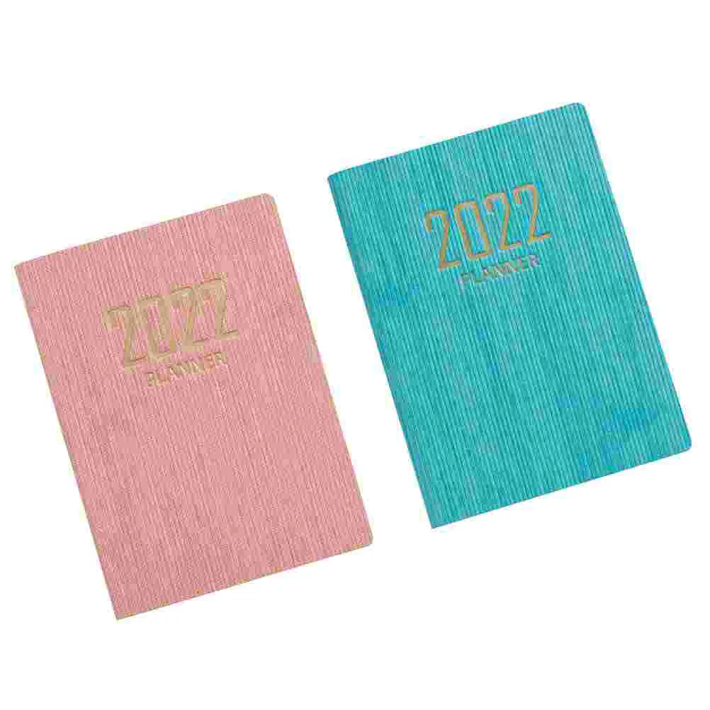 

2Pcs English Schedule Notebook Daily Planning Notepad 2022 Schedule Book