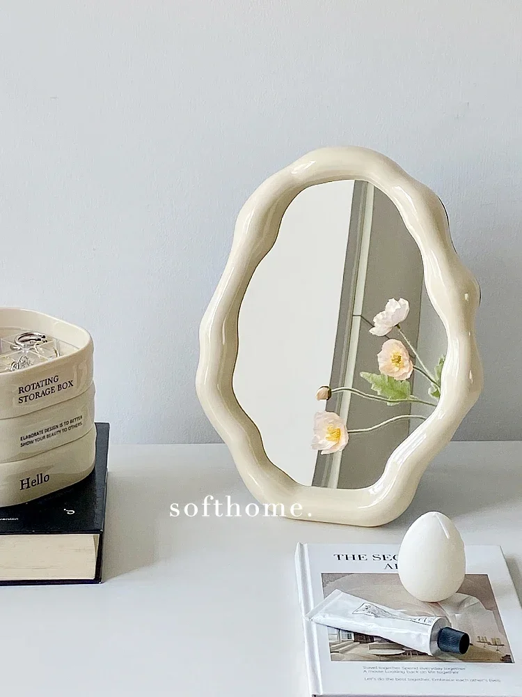 

Nordic Makeup Mirror Good-looking Bedroom Dressing Table Girls' Desktop Room Decorations Mirror Decoration