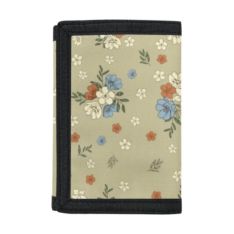 

Floral Patter Print Trifold Casual Wallet for Male Men Women Young Novelty Money Bag Purse Zipped Coin ID Card Holder Pocket Kid
