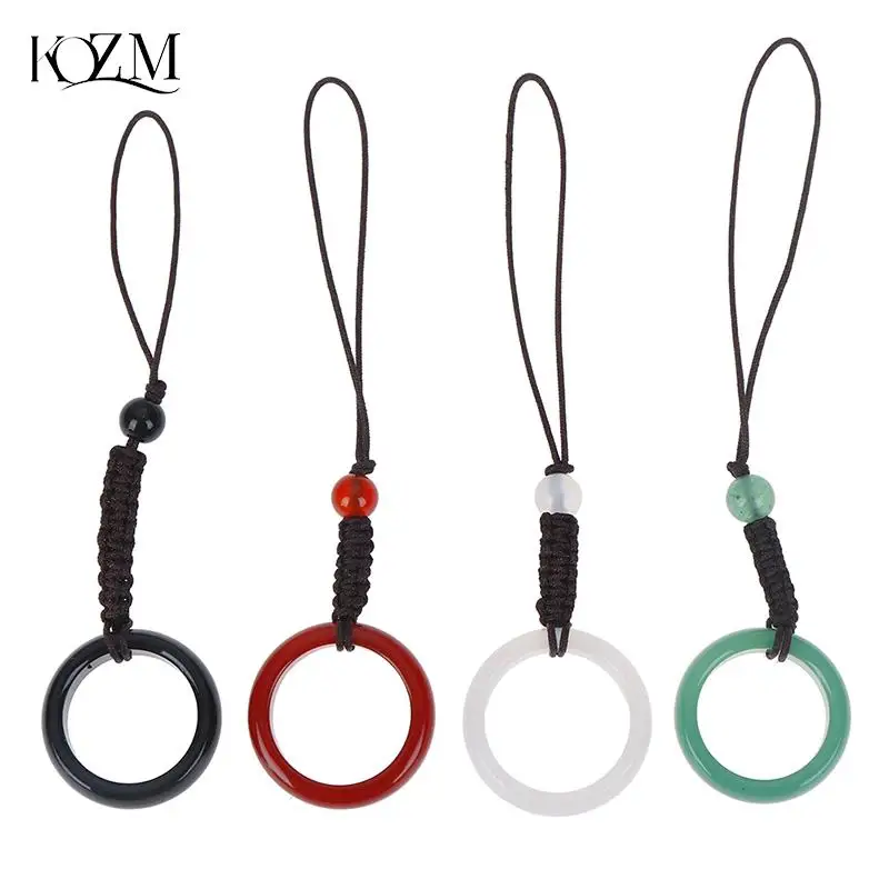 New Artificial Agate Finger Ring Hand Rope Pendants Keychain