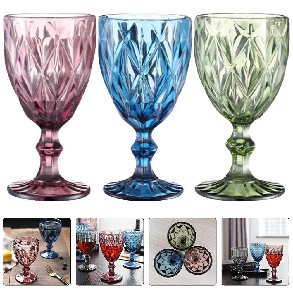 

3Pcs Household Decorative Goblets Glasses Cups for Banquet Friends Party Decorate