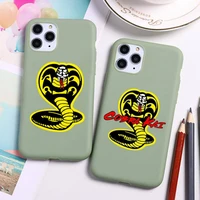 cobra kai snake phone case for iphone 13 12 11 pro max mini xs 8 7 6 6s plus x se 2020 xr candy green silicone cover