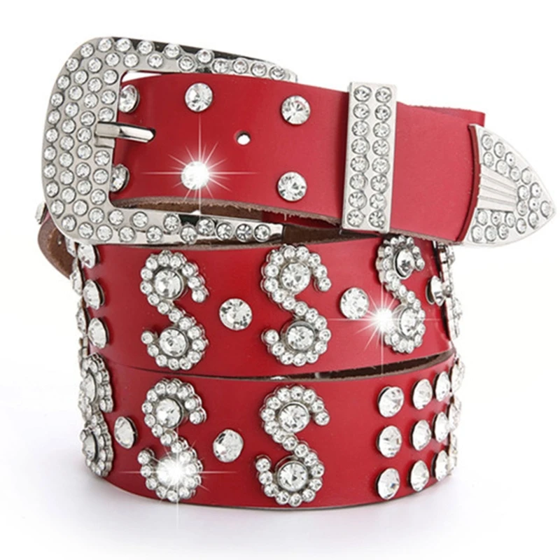 

Cowgirl Western Belt Bling Rhinestone Belts for Women Vintage Western Cowgirl Bling Belts for Jeans Dress Bling