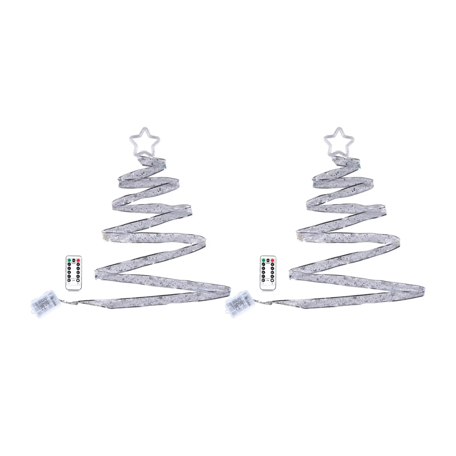 

2x Christmas Ribbon Lights Copper Wire Ribbon Bows for Garden Xmas New Year