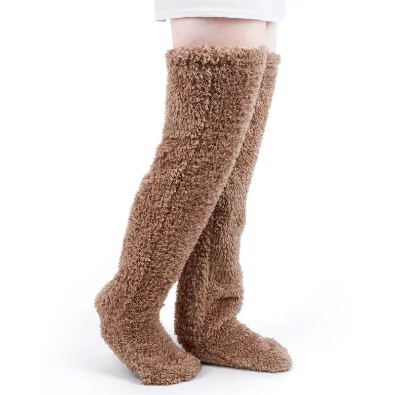 

Winter thighless socks over the knee outdoor camping ride warm leg cover thick socks Home pants adjustable comfortable wool leg