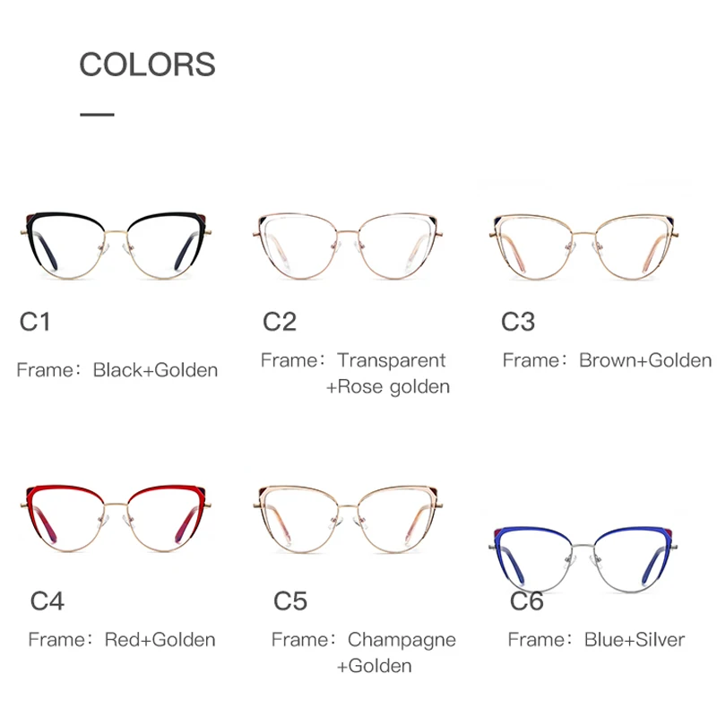 VCKA Women Butterfly Fashion Anti-blue Light Myopia Optics Glasses Frame Duotone Metal Custom Prescription Eyewear -0.50 TO -10