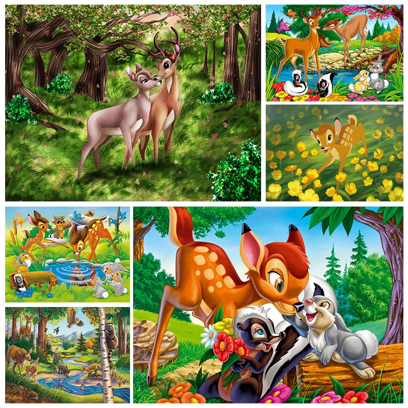 

Алмазная 5d картина Disney, полноразмерная/круглая Алмазная вышивка с изображением оленя, Бэмби, стразы, для творчества, ab, украшение для дома