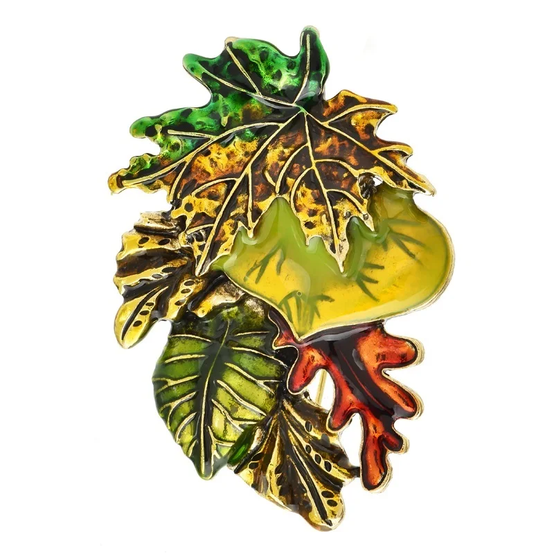 

Wuli&baby Enamel Leaves Brooches For Women Unisex Beautiful Plants Casual Party Brooch Pins Gifts