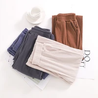 spring and autumn elastic knitted high waist wide leg pants womens basic color cotton loose drape boutique straight trousers