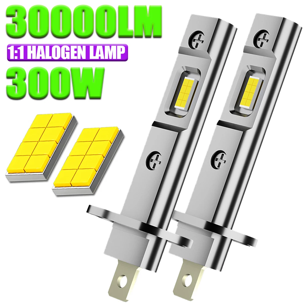 

Светодиодные Лампы H1 Canbus Для Фар, 300 Вт, 6000K, Белые, Беспроводные Автомобильные Фары, Сверхъяркие Противотуманные Фары