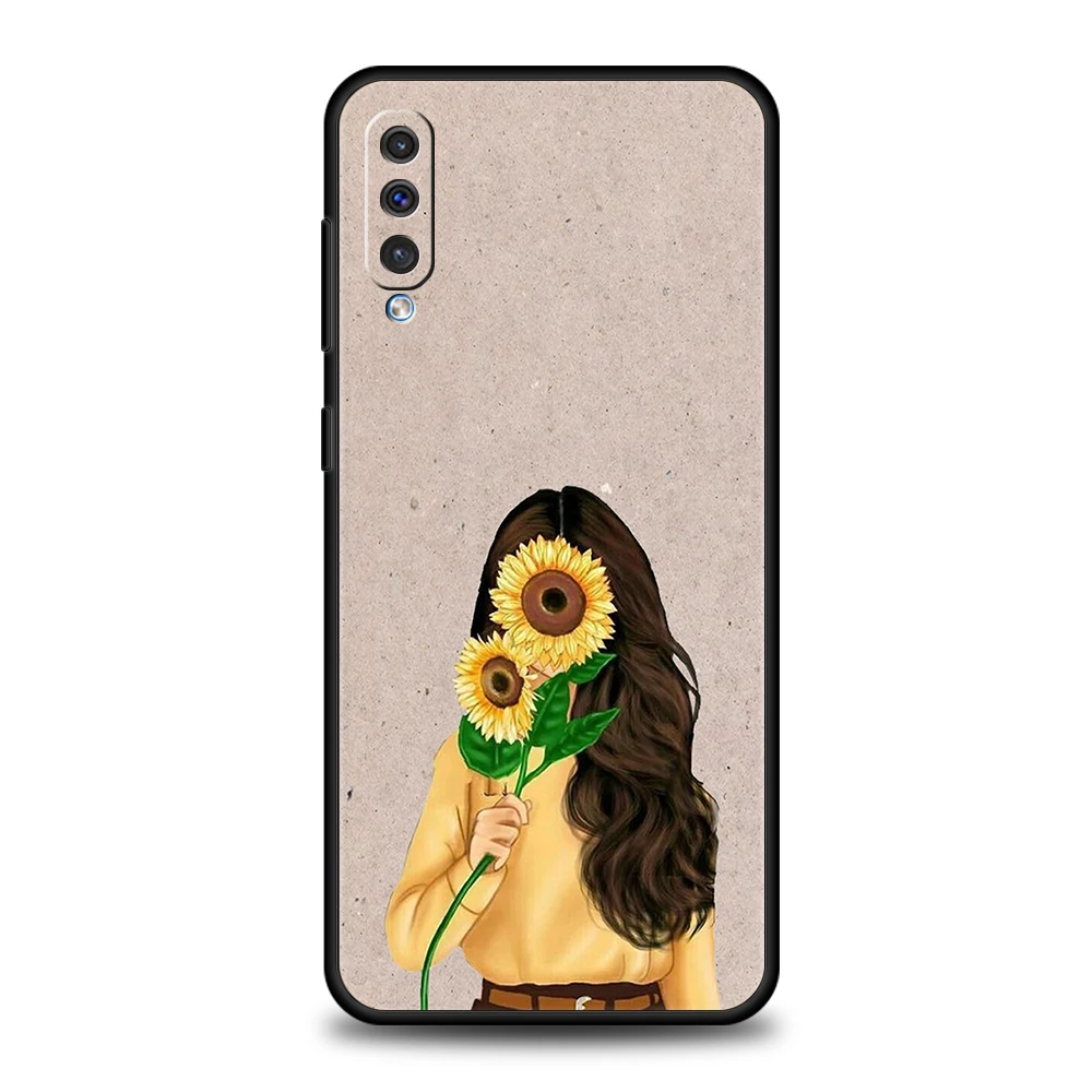 Cartoon Scenery Girl Phone Cover Case For Samsung Galaxy A12 A02 A03 A03S A52 A70 A50 A20 A10 A10S A40 4G Luxury Silicone Shell
