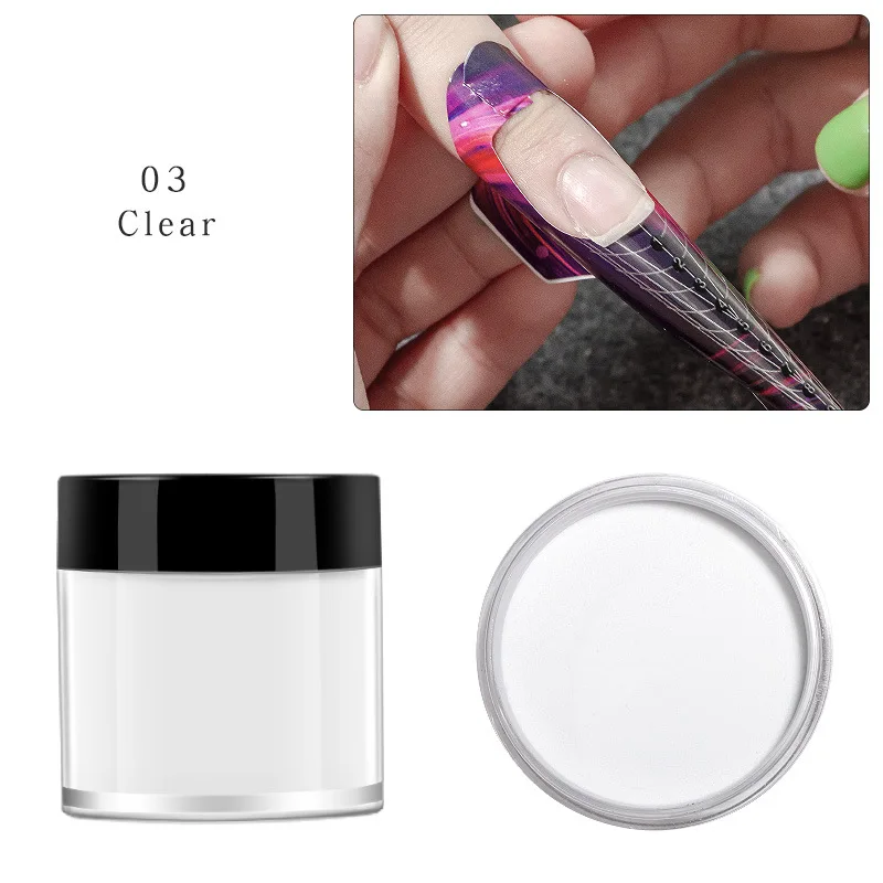 

10ml Clear Pink White Color Nail Acrylic Powder 3Colors 1 pc Nails Art Polymer Tips Builder Acrylic Nail Powder For Professional