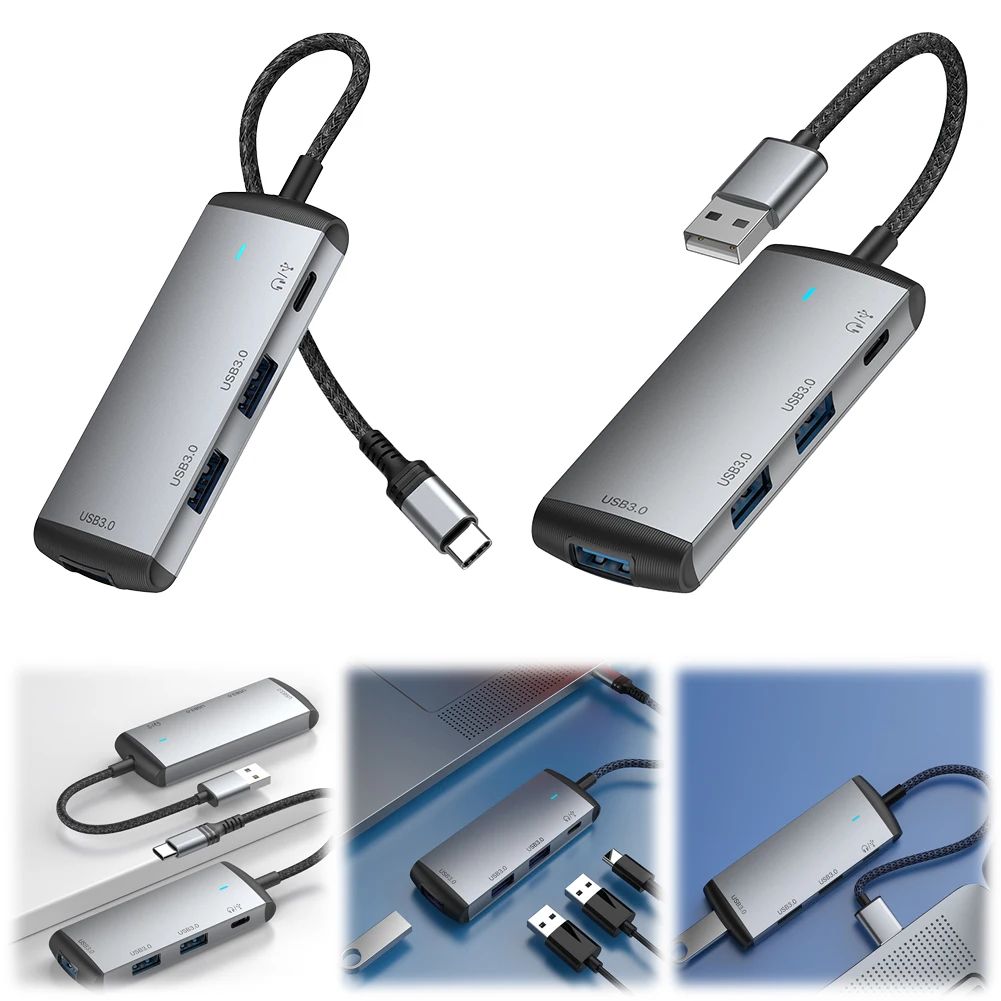 Концентратор USB 3.0 4 в 1 с док-станцией для передачи данных 5 Гбит/с 4-портовая