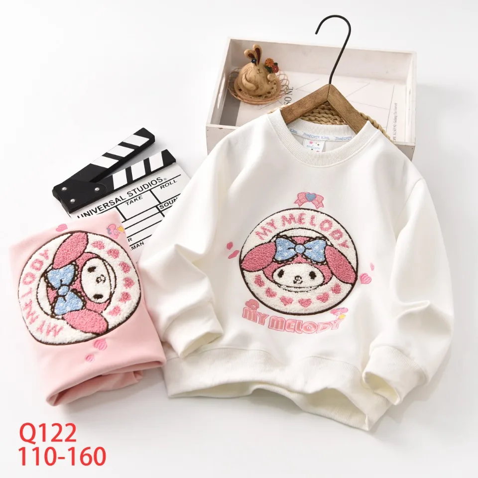 

2023 Sanrio Autumn New Girls Clothes My Melody Kids Cute Girly Heart Round Neck Casual Sweater Kawaii Girls Tops
