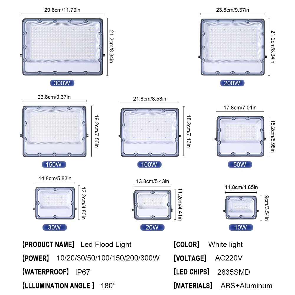 Светодиодный мощный прожектор AC220V10W-300W заводское освещение двора IP67