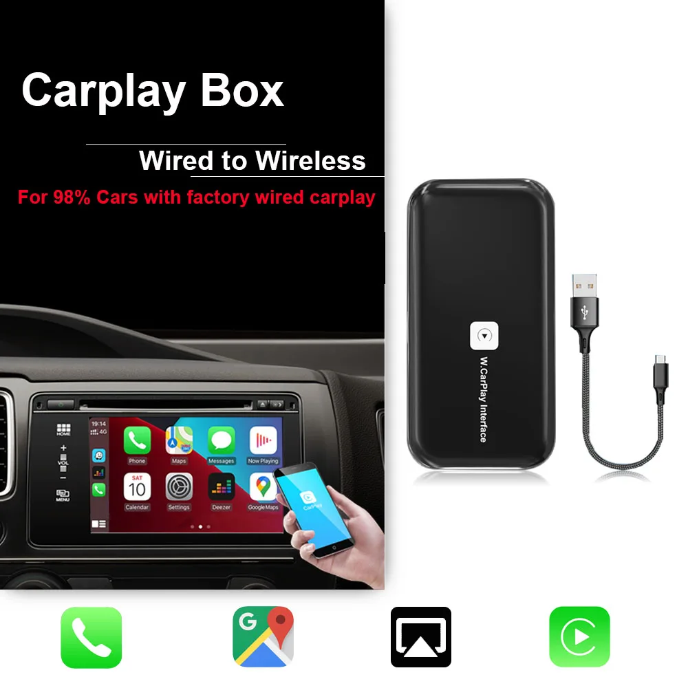 

Wireless CarPlay Ai box Dongle Adaptor Car Play Box Multimedia Player for Audi Benz Mercedes Volvo VW Subaru Kia Mazda