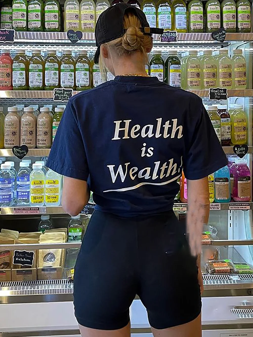 

ZESSAM Sporty Health Is Wealth Letter Graphic Print Women T-Shirt Summer Cotton Lady Pullover Classic Casual Femme Top 2022