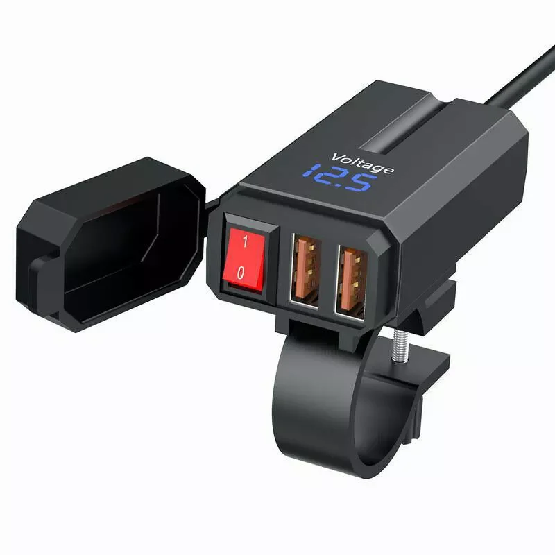 

New Motorcycle Phone Charger QC3.0 Fast Charge Dual USB Handbar E-Bike Motorcycle Handlebar Phone Charger Waterproof Quality