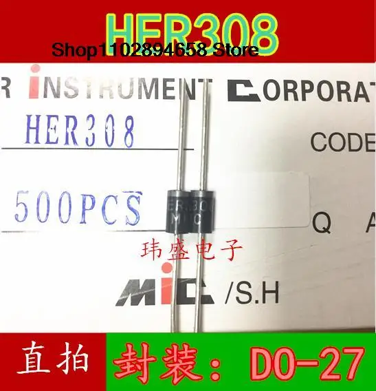 

10Pcs HER308 1000V 3A DO-27