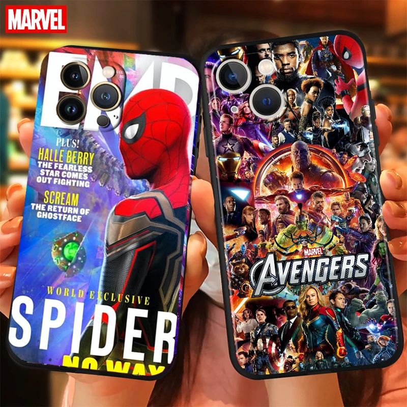 

Marvel Avengers For Apple iPhone 13 12 11 Pro Max 13 12 Mini X XR XS Max 5 5s 6 6S 7 8 Plus SE2020 Phone Case Liquid Silicon