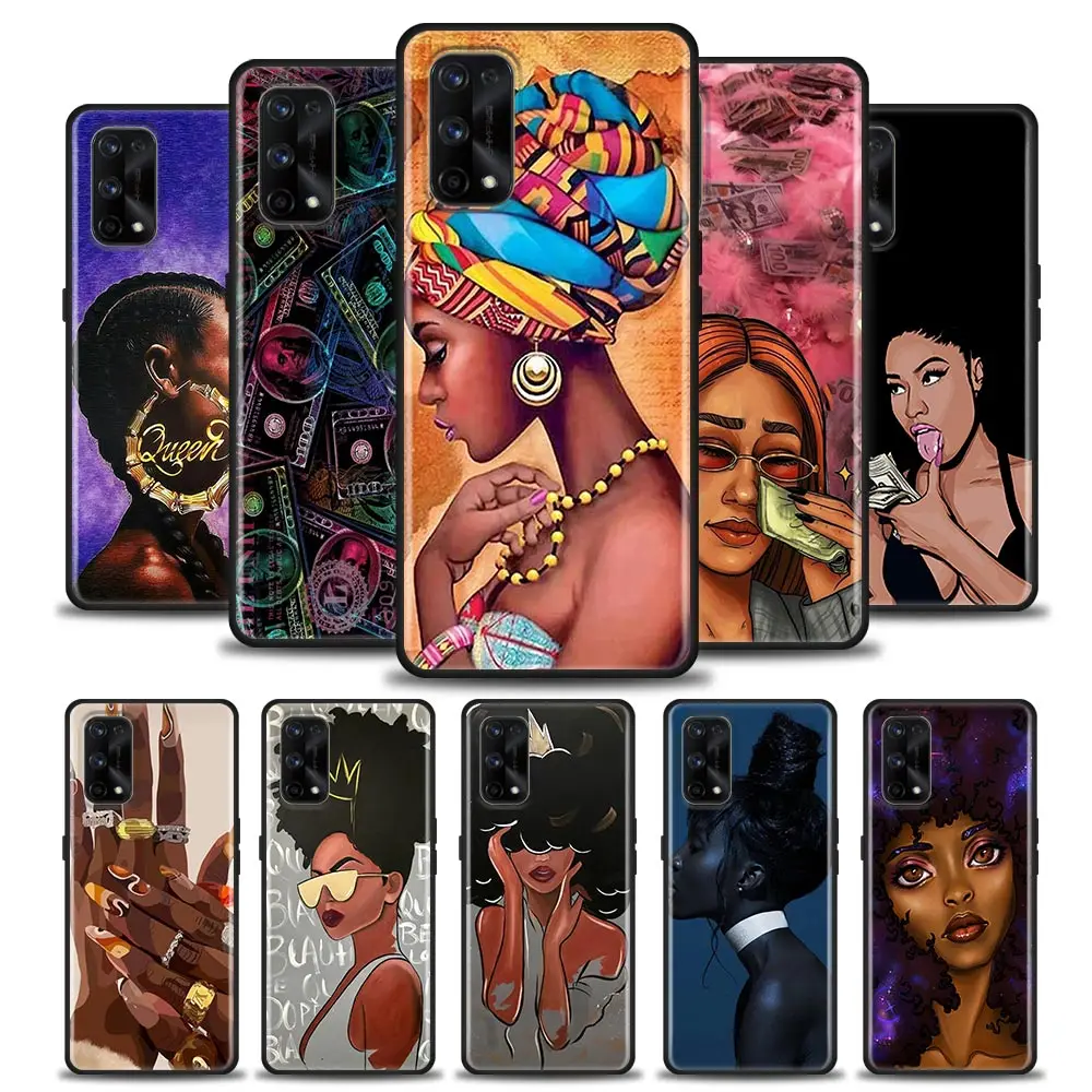 

Phone Case for Realme 5 6 7 7i 8 8i 9i 9 XT GT GT2 C17 Pro 5G SE Master Neo2 Soft Silicone Case Cover African Gir Art DIYl