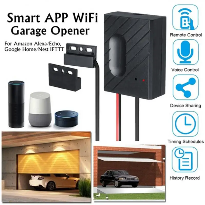 

WiFi Smart Switch Garage Door Controller Compatible Garage Door Opener Smart Phone Remote Control APP "eWeLink" Timing Function