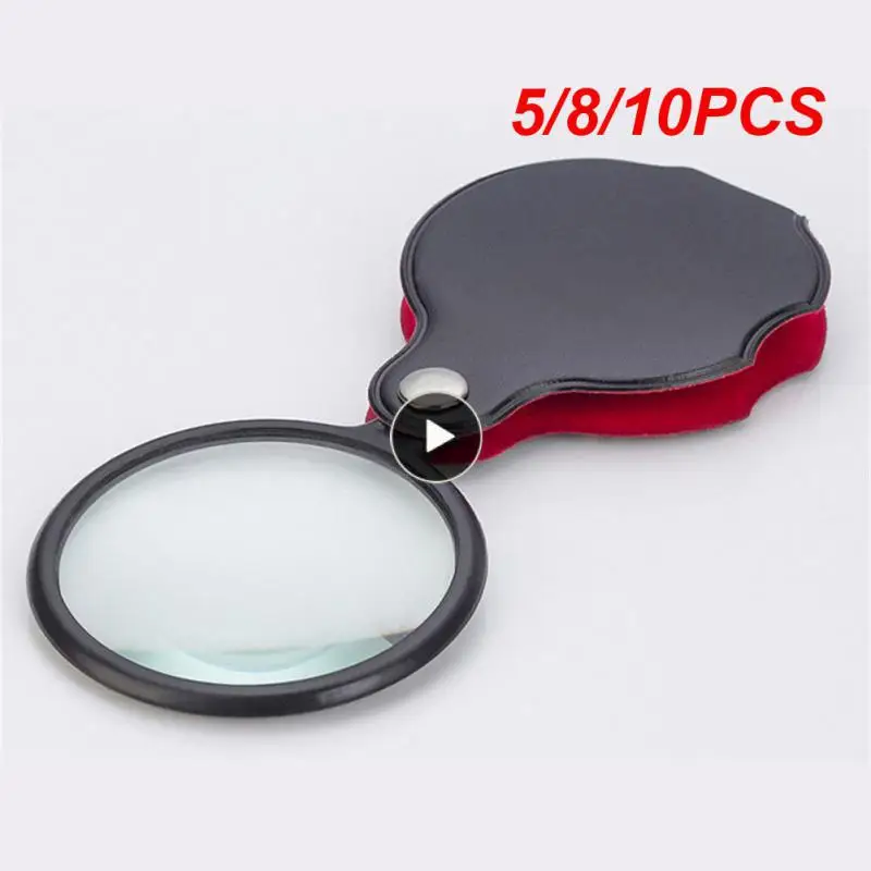 

5/8/10PCS Durable Magnifier Faux Leather Cover Magnifying Glass Leather Folding Magnifying Glass Faux Portable