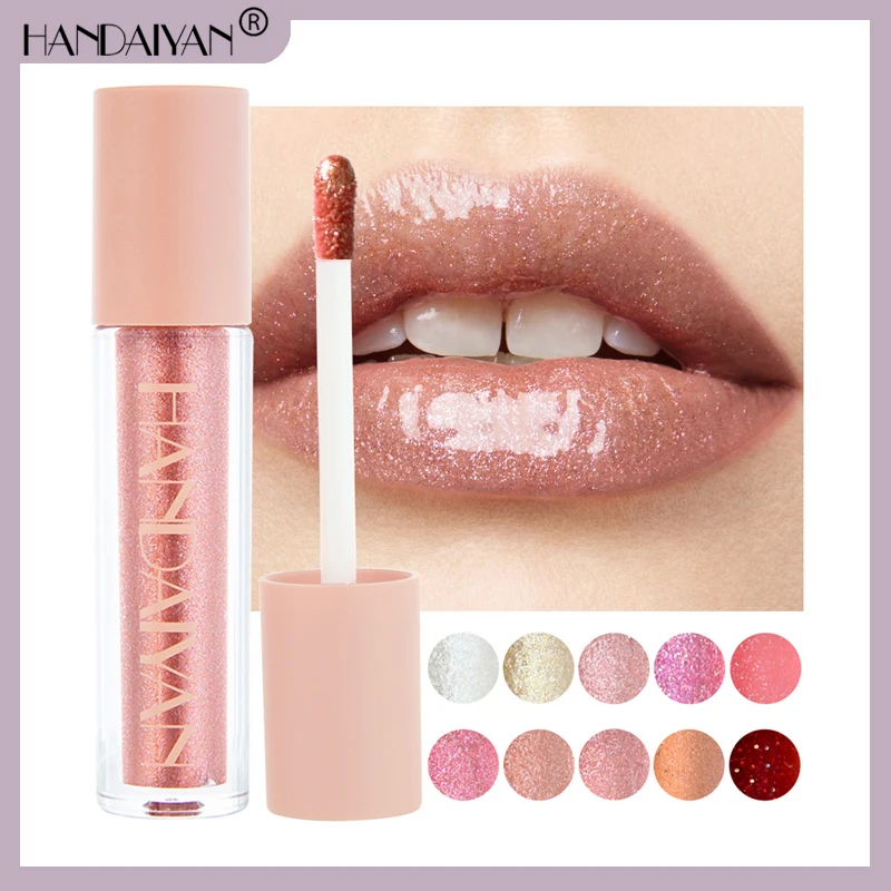 

HANDAIYAN Lip Gloss Longlasting Diamond Glitter Liquid Lipstick Waterproof Luminous Glitter Lipgloss Lip Makeup Pigment Cosmetic