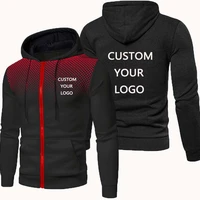 custom brand logo men hoodies jacket spring autumn long sleeve slim fit casual sport zip outdoor tops coat black white navy blue