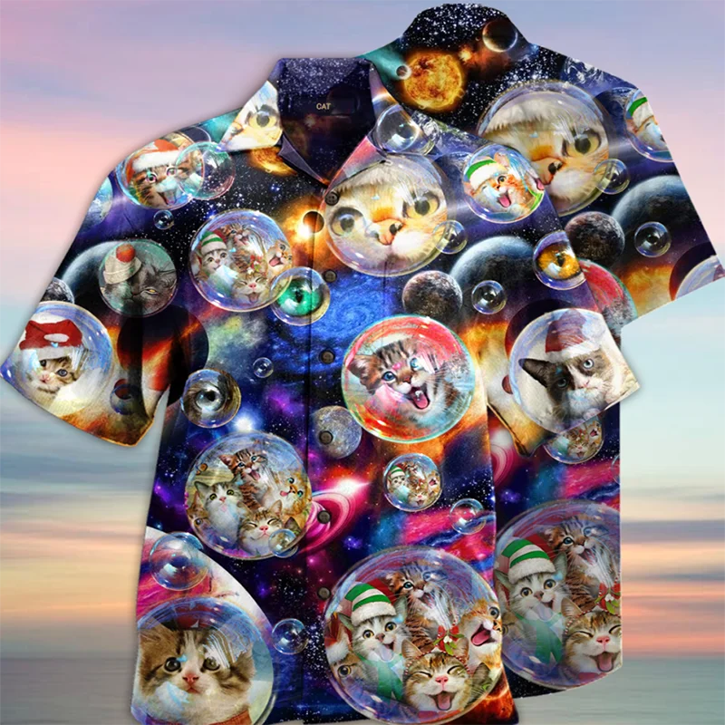 

2022 Summer Men's Beach Party Shirts Fashion Casual 3d Print Loose Breathable Fashion Short Sleeve Hawaiian Shirts