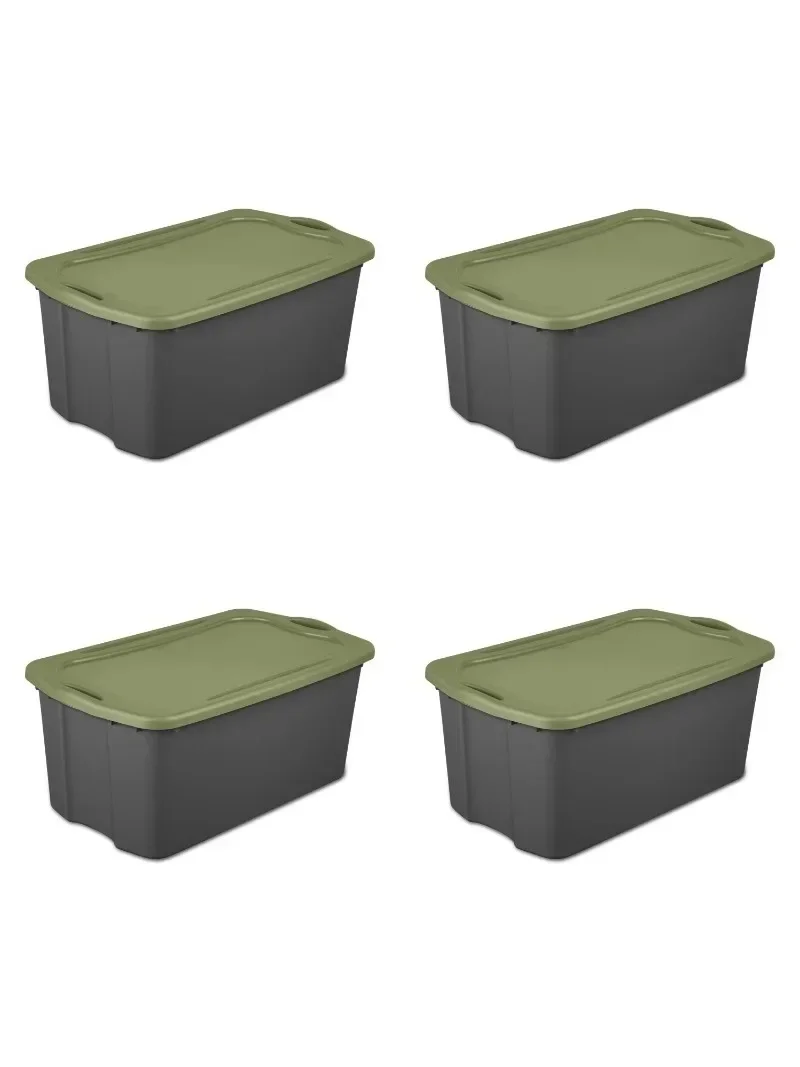 

Sterilite 30 Gal. EZ Carry Plastic, Flat Gray/Sage Legume, Set of 4