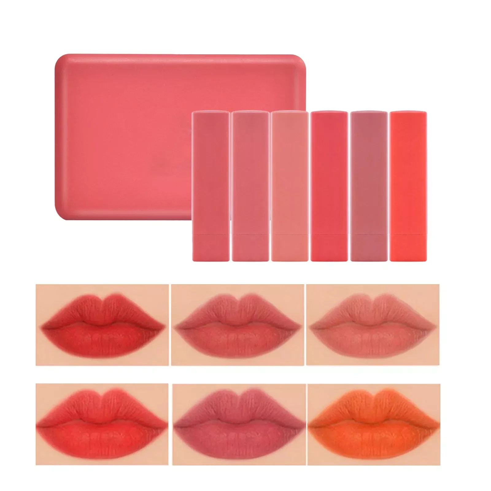 

NEW2023 6 Pack Mattes Lipstick Makeup Set Mattes Lasting Non Stick Cup Non Fade Waterproof Lip Gloss