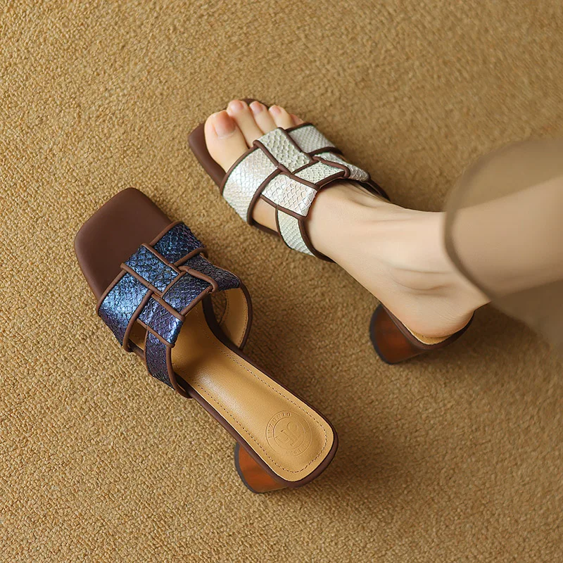 Phoentin женские элегантные уличные тапочки на высоком каблуке 6 см в стиле ретро