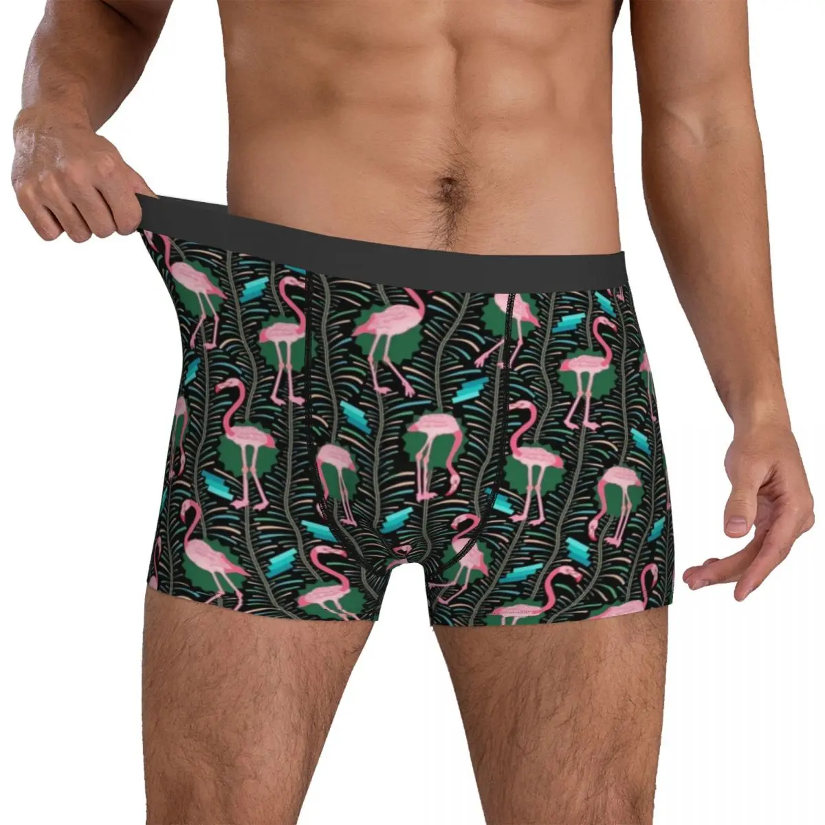 

Pink Flamingo Birds Underwear Geometric Art Customs Trunk Trenky Men Panties Comfortable Shorts Briefs Birthday Present