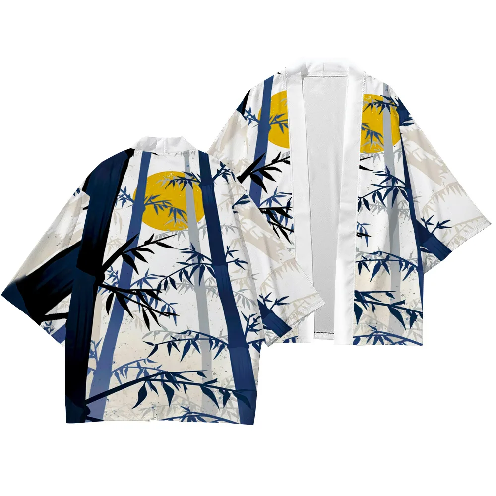 

Летнее японское кимоно, тонкая рубашка, Повседневная Свободная традиционная, самурайский кардиган, уличная одежда, 10 цветов