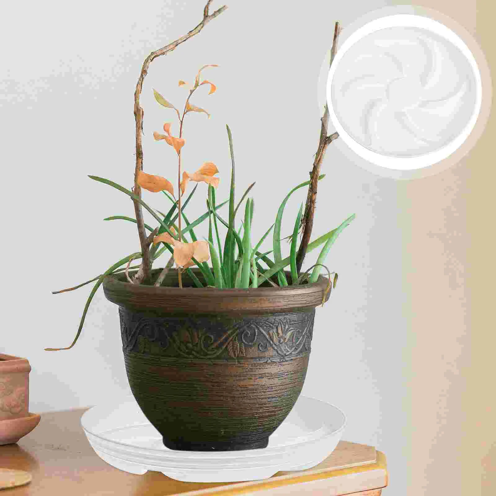 

5pcs Flowerpot Drip Trays Resin Flowerpot Base Round Tray for Balcony Garden