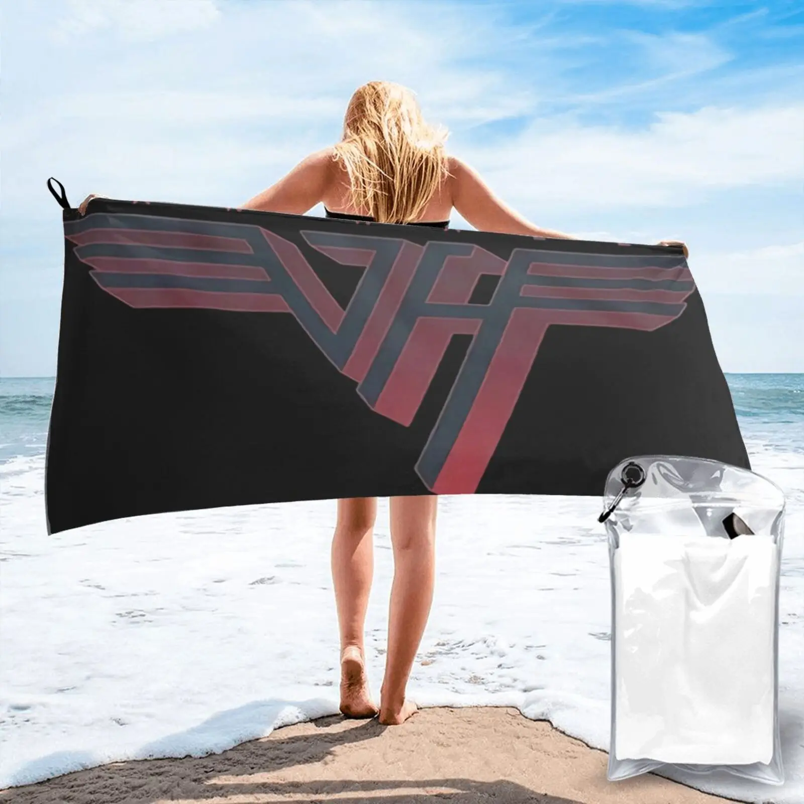 

Official Van Halen Blue Metal Beach Towel For Bath Large Beach Towels Beachwear Terry Towels Hair Towel Bath Towel Beach Towel