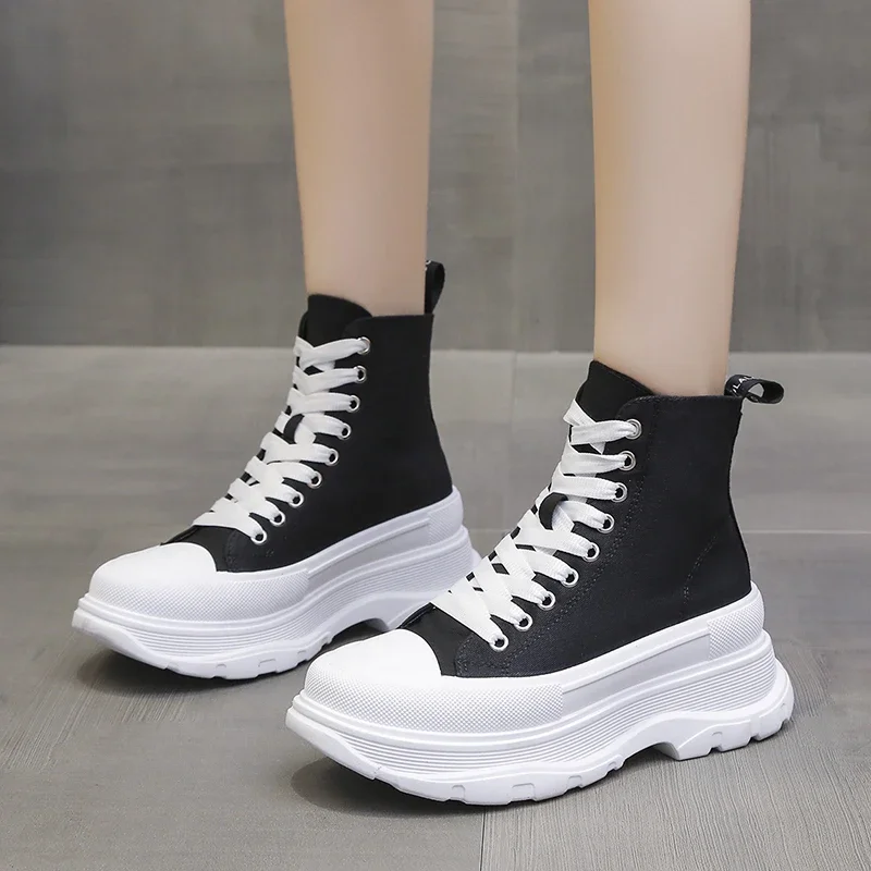 

For Women High Quality Fashion Solid Color Women's Vulcanize Shoes Outdoor Sport Shoes Ladies Lace Up Casual Platform Sneakers