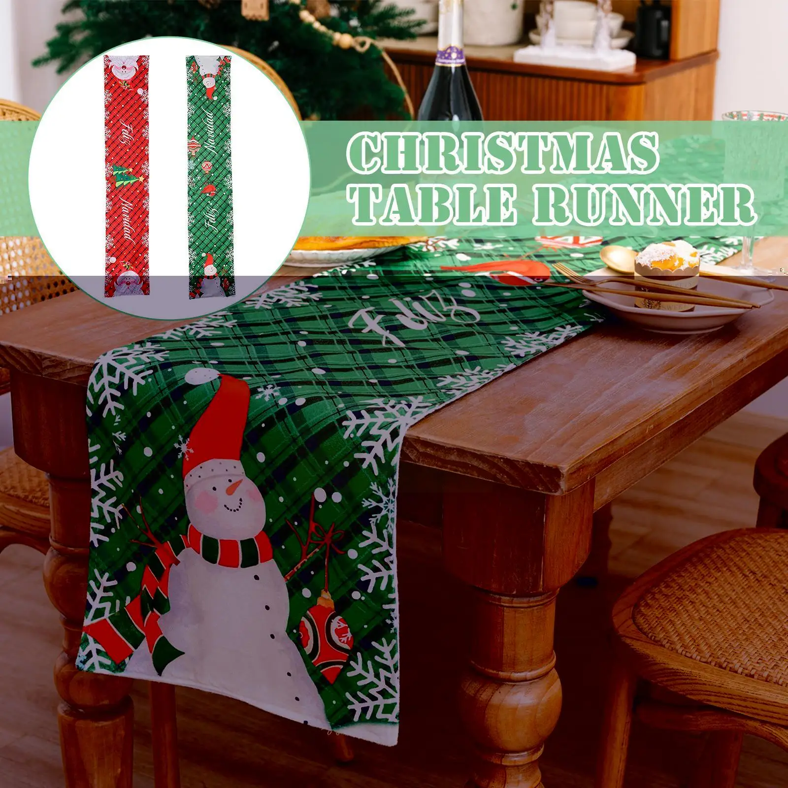 

Christmas Decoration Table Runner Washable Snowman Table Runner For Dining Table Wedding Country Party Decor J2w6